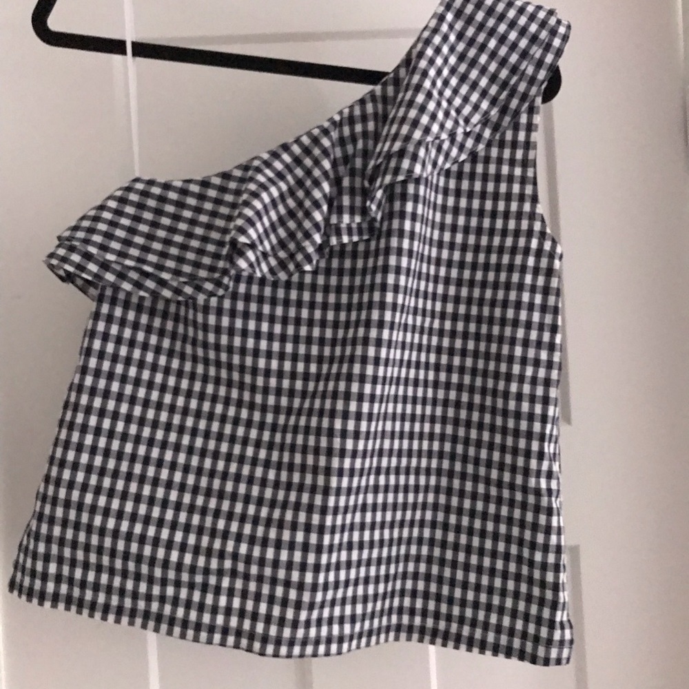 Jcrew one shoulder gingham top size 6P